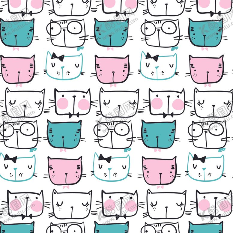 编号：95831211011446038150【酷图网】源文件下载-卡通猫印花