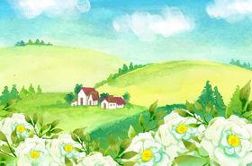 田园山坡上的美丽农舍