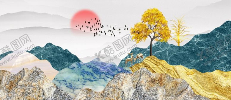 编号：38992702090735151547【酷图网】源文件下载-抽象山水 