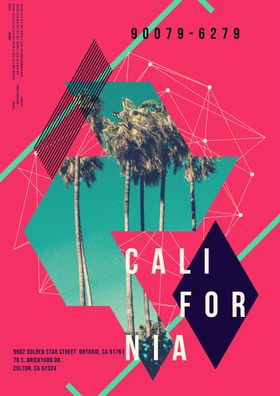 椰子树摄影剪切拼贴艺术海报