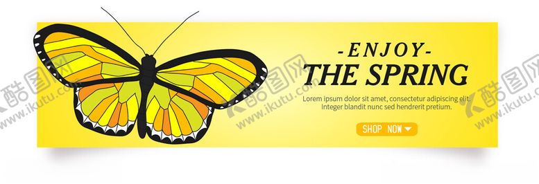 编号：67993802261123053703【酷图网】源文件下载-春天黄色花蝴蝶昆虫banner