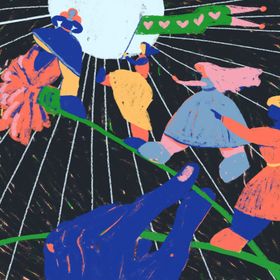 价值观工作生活场景扁平风插画海报