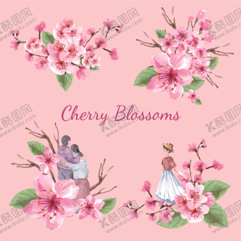 编号：57253110071451429256【酷图网】源文件下载-樱花花卉插画