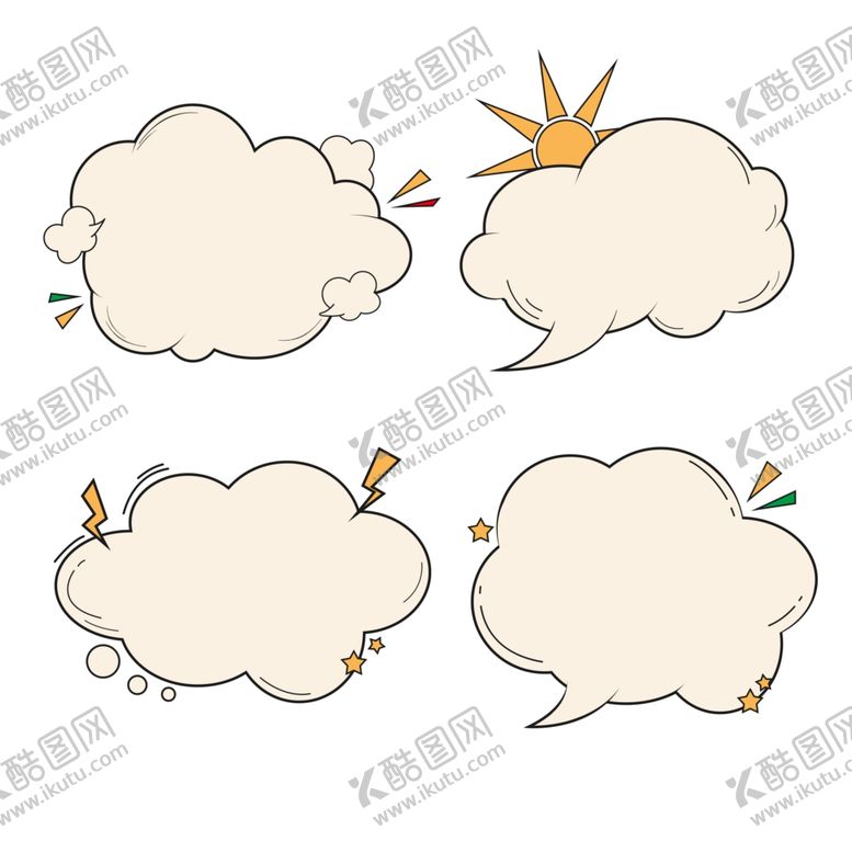 编号：37392102210145419300【酷图网】源文件下载-简约卡通云朵气泡框标题框