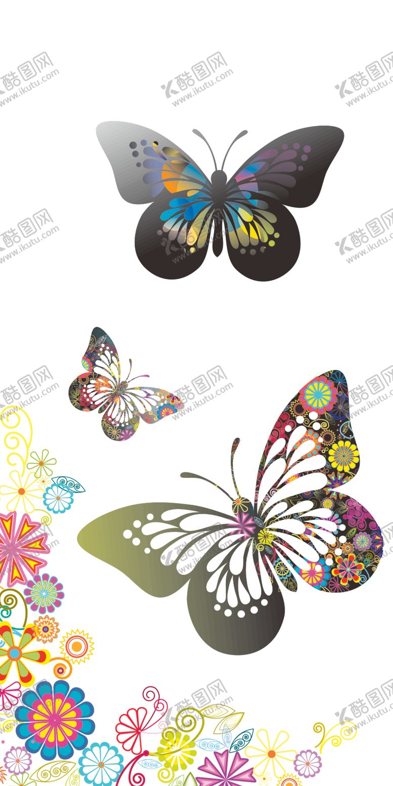 编号：90221310020957008032【酷图网】源文件下载-蝴蝶花纹手机壳渐变炫彩