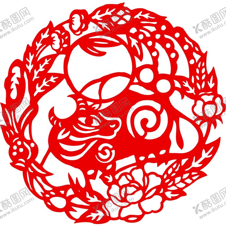 编号：31394605091525588608【酷图网】源文件下载-生肖牛剪纸