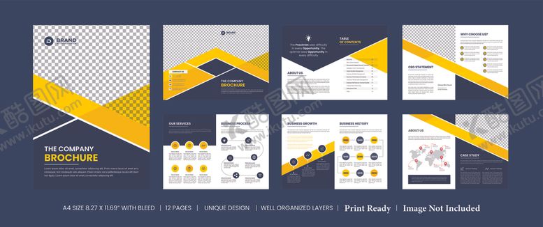 编号：90870104141600175695【酷图网】源文件下载-商务风黄蓝配色PPT模板