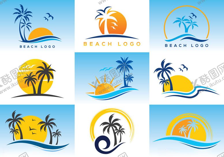 编号：95175309141429471095【酷图网】源文件下载-夏日海滩标志设计集合