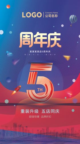 5周年庆重装升级五店同庆吊旗