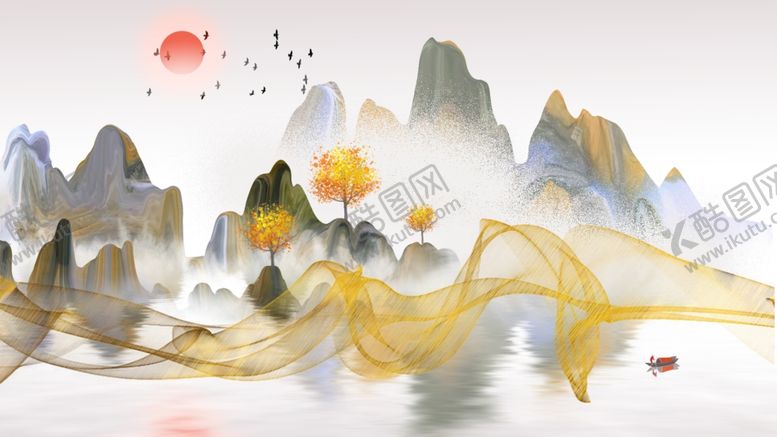编号：90816612010950404443【酷图网】源文件下载-水墨山水画