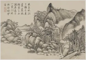 山水画古代清朝场景中国墨