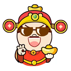 新年卡通老虎财神拜年打鼓插画
