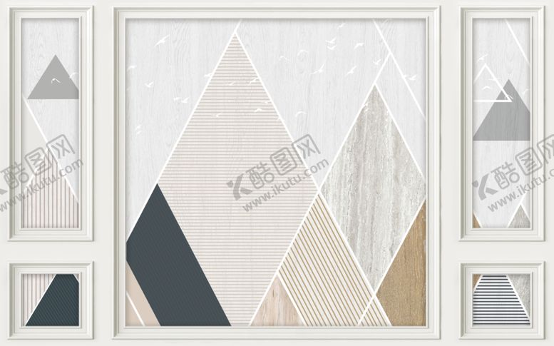 编号：47904809240222087715【酷图网】源文件下载-几何色块五宫格背景墙