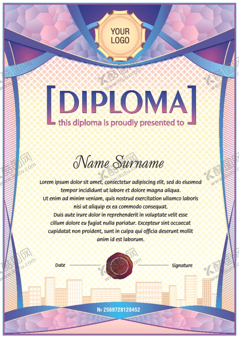 编号：89200210280944472669【酷图网】源文件下载-证书模板