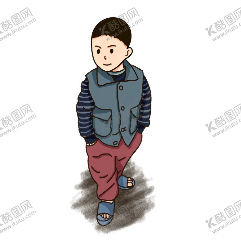 编号：27630109201842319641【酷图网】源文件下载-手绘卡通小男孩双手插兜