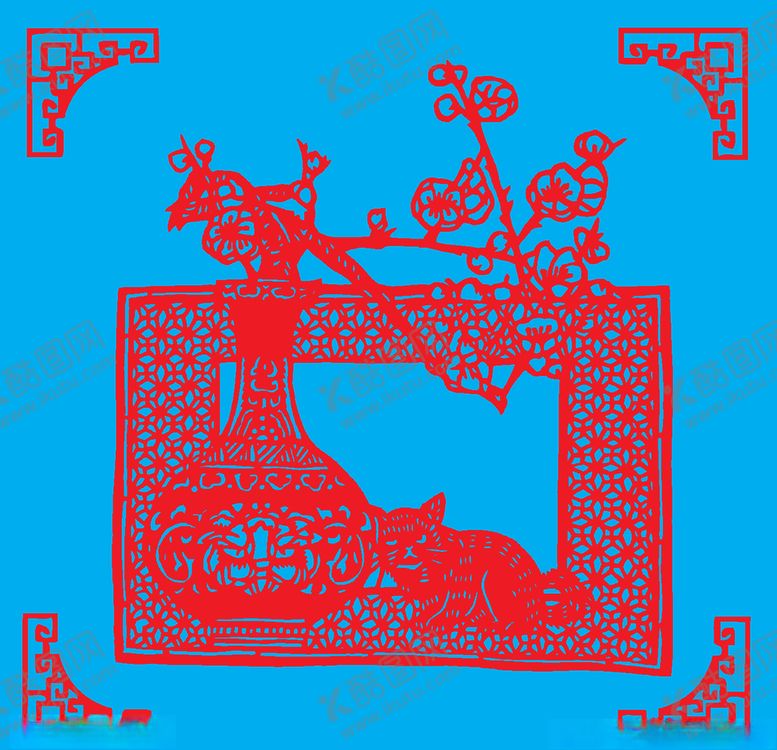 编号：95145610131049296999【酷图网】源文件下载-花瓶剪纸