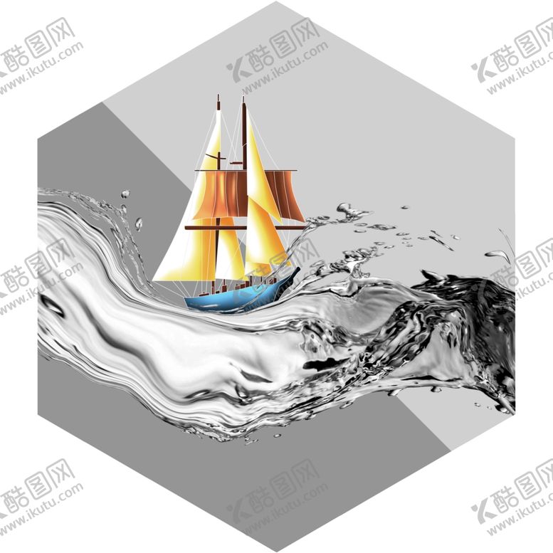 编号：63661809250942109711【酷图网】源文件下载-新中式大海帆船一帆风顺装饰画