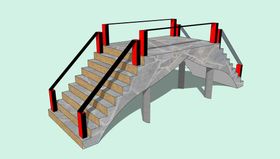 红色栏杆石桥SU模型