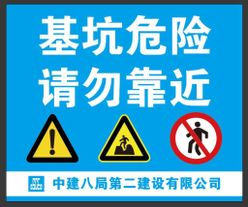 基坑危险请勿靠近警示牌中国建筑