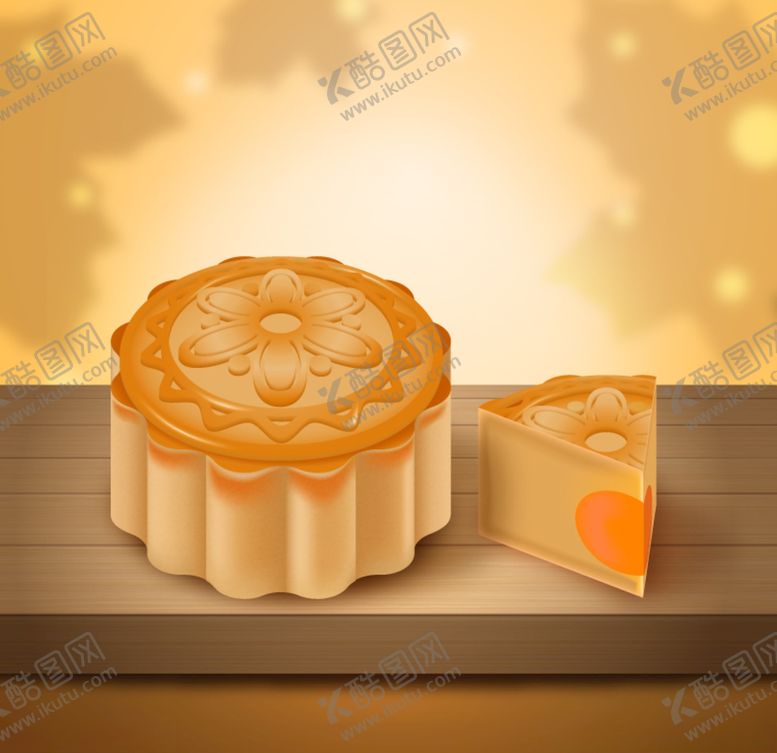 编号：47428006251945144471【酷图网】源文件下载-木板上的月饼插画