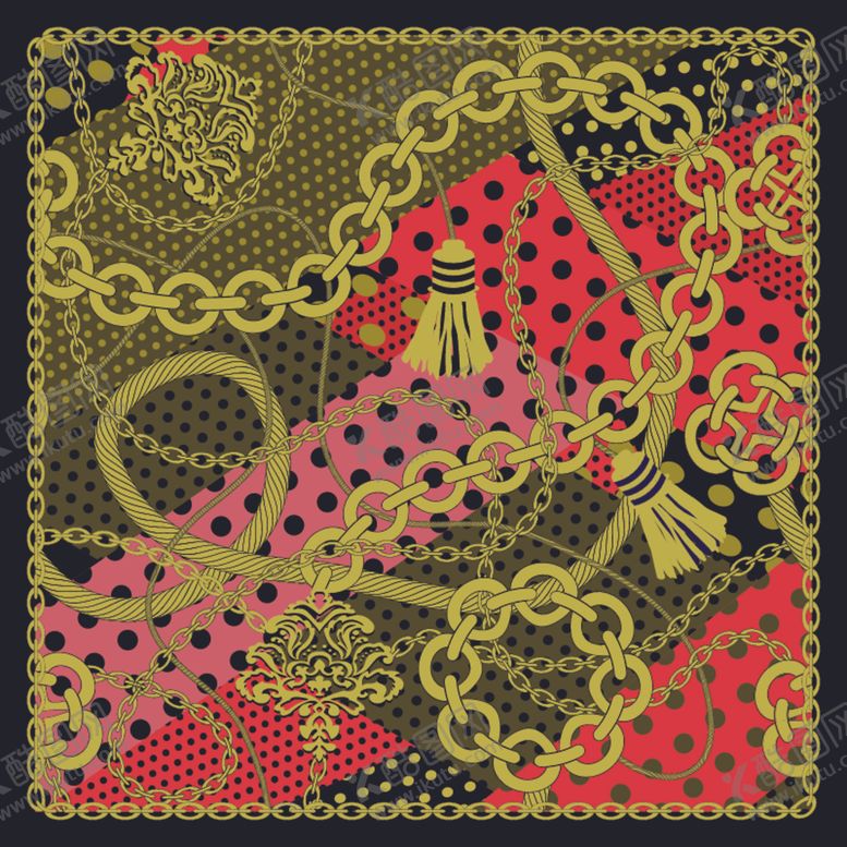 编号：41826509261000492356【酷图网】源文件下载-方巾圆点链条