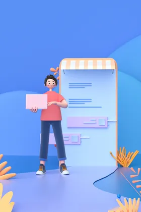 C4D模型卡通人帅哥公仔男孩员工