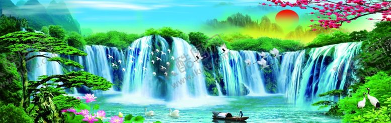 编号：39683306240447316246【酷图网】源文件下载-旭日东升山水画