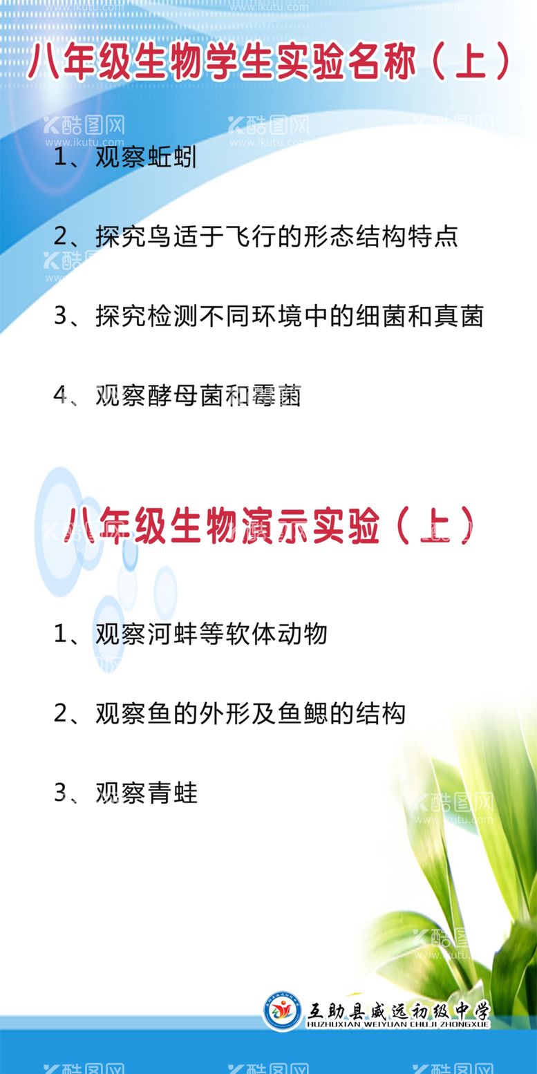 编号：30549911270730504652【酷图网】源文件下载-八年级生物演示实验展板