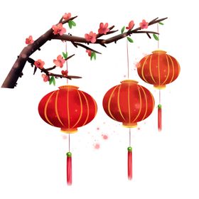 灯笼动漫老鼠鼠年插画鼠年吉祥物可爱老鼠