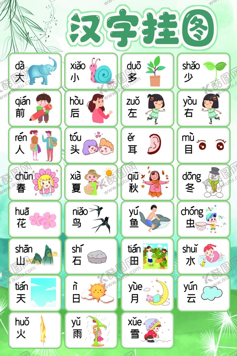 编号：81752110281219429401【酷图网】源文件下载-汉字挂图