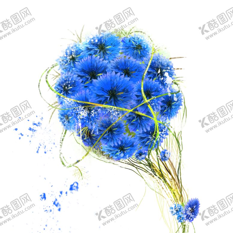 编号：81272912130336243854【酷图网】源文件下载-蓝色花球艺术挂画