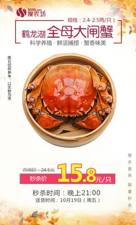 鹤龙湖全母大闸蟹1只秒杀