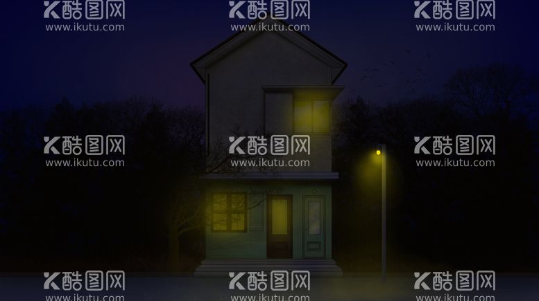 编号：29502911300132468984【酷图网】源文件下载-插画黑夜街景