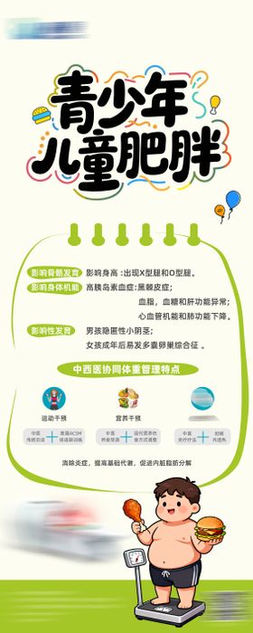 青少年儿童肥胖科普宣传海报