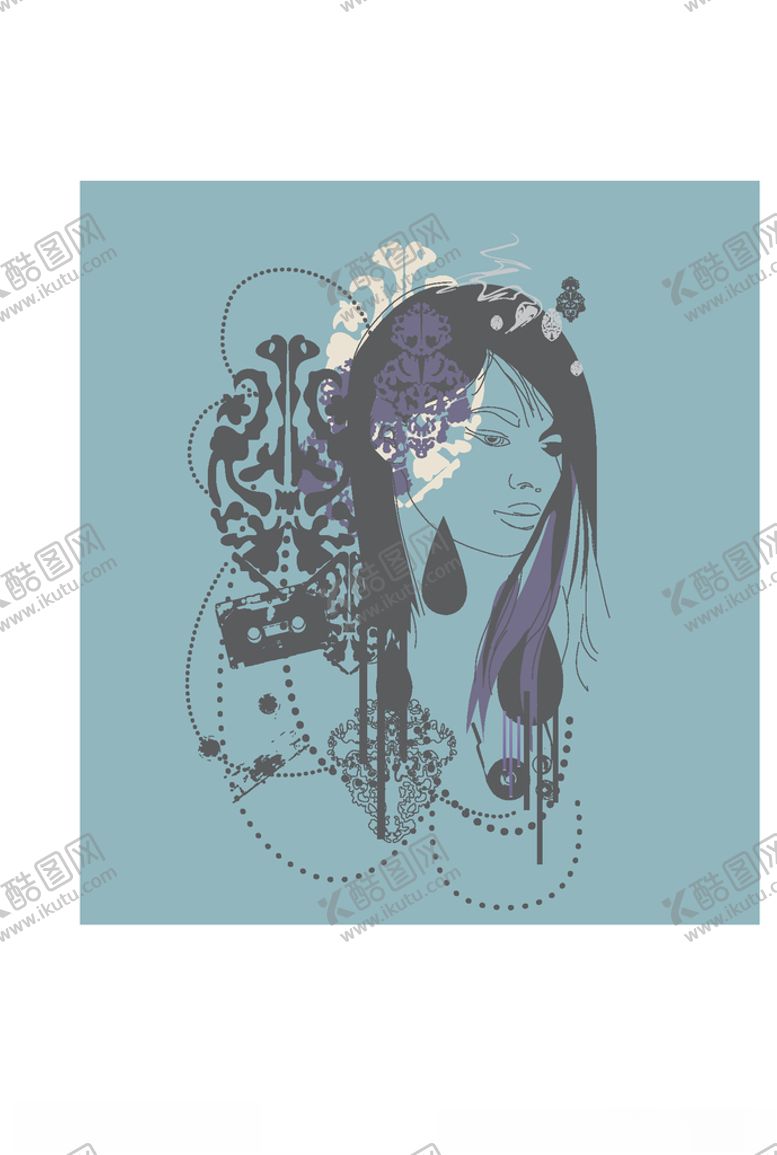编号：63607010211215583150【酷图网】源文件下载-女装人物印花