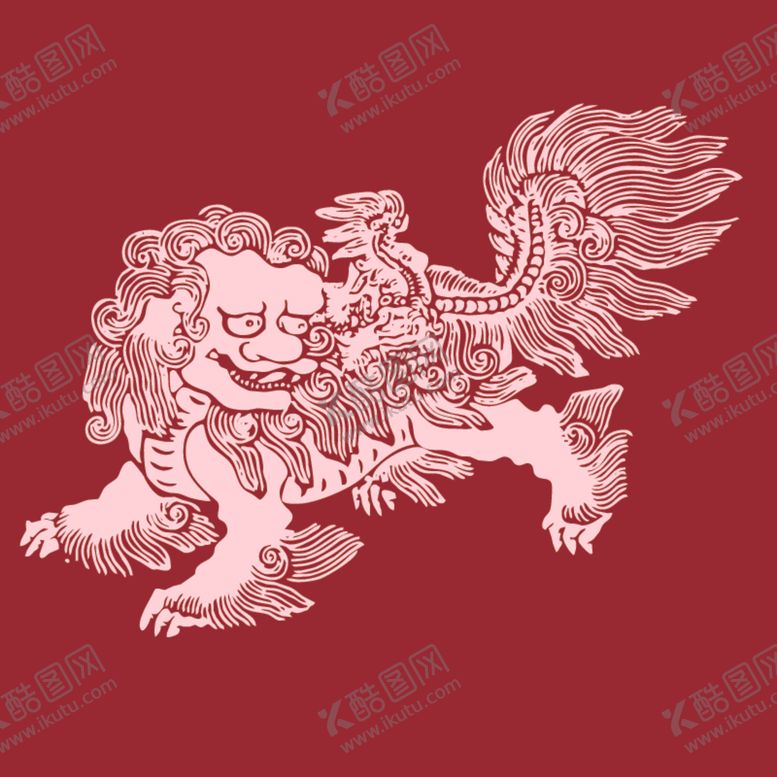 编号：46359401271447446373【酷图网】源文件下载-麒麟狮子国风矢量图形素材底纹