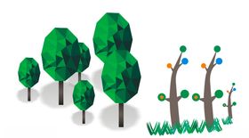 卡通矢量树木松树