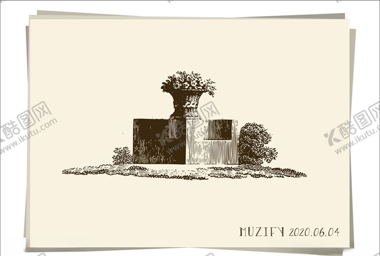 编号：39388509231319258101【酷图网】源文件下载-欧式庭院花坛素描画