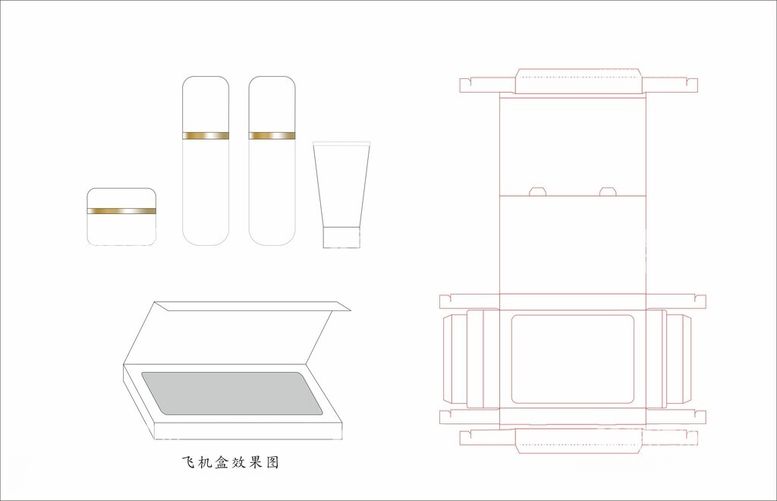 编号：59817112200254499195【酷图网】源文件下载-飞机盒包装效果图刀模图