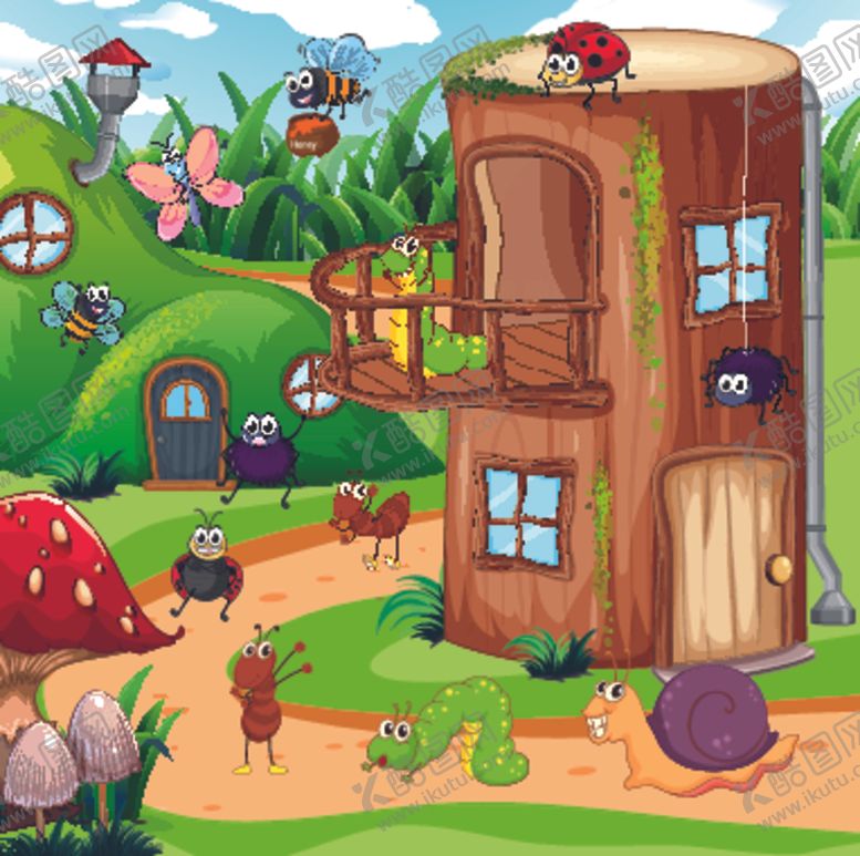 编号：59824909301939438885【酷图网】源文件下载-卡通蘑菇屋