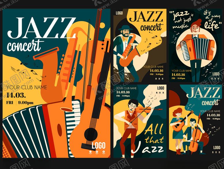 编号：55441011180014075116【酷图网】源文件下载-爵士音乐元素插画