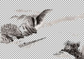 透明底山水画
