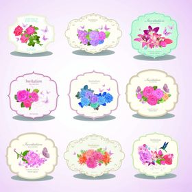 花卉装饰标签图案集合