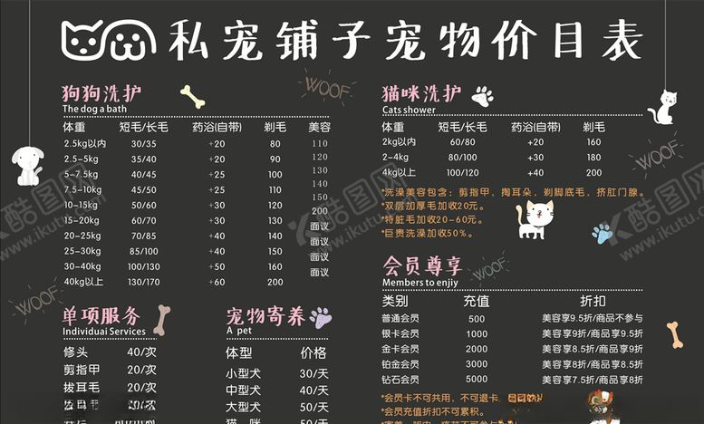 编号：26191309181300268966【酷图网】源文件下载-宠物价目表