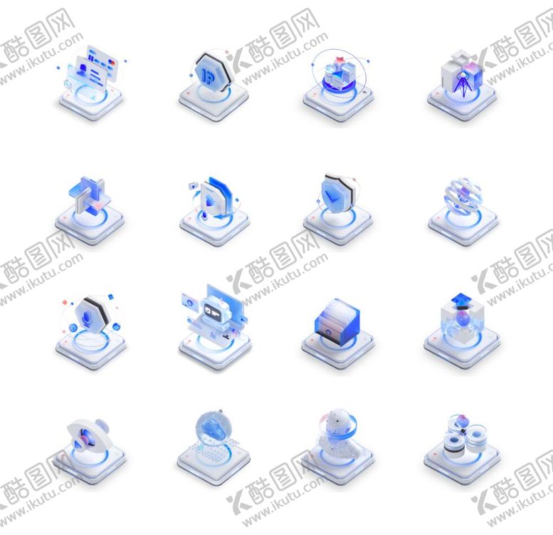 编号：96476312101305326171【酷图网】源文件下载-新拟态3D互联网科技图标