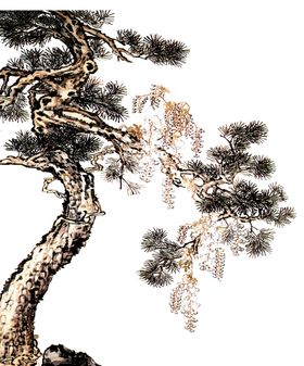 水墨松树