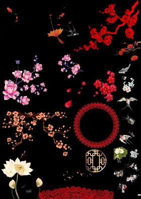 中式元素PSD分层材传统花纹如意花纹