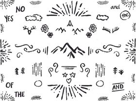 毛笔手绘日常图案