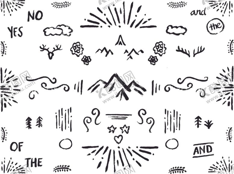 编号：93144310311241273613【酷图网】源文件下载-毛笔手绘日常图案