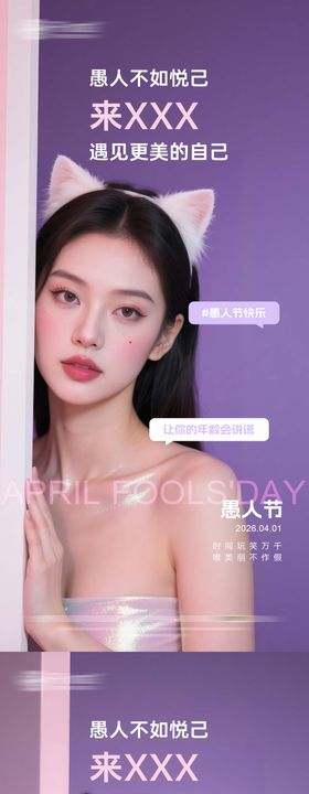 美业愚人节早安日签海报